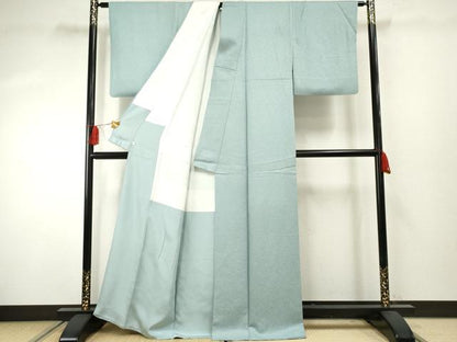 平和屋着物●上質な色無地 紋意匠 浅縹色 正絹 逸品 AABF4241cs