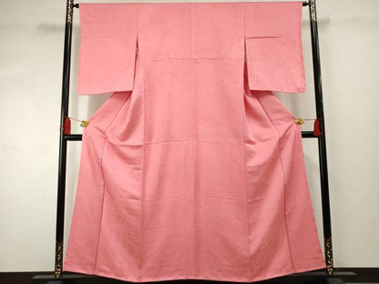 平和屋着物●上質な色無地 舞蝶地紋 赤紫色 正絹 逸品 未使用 AABF4242cs