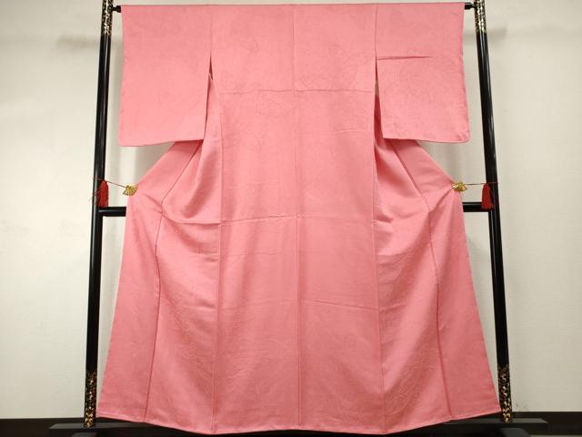 平和屋着物●上質な色無地 舞蝶地紋 赤紫色 正絹 逸品 未使用 AABF4242cs