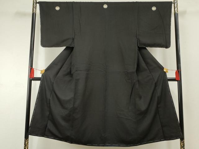 平和屋着物●男性 黒紋付 正絹 逸品 未使用 AABF4245cs