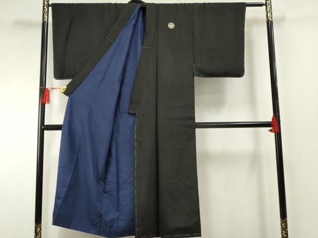 平和屋着物●男性 黒紋付 正絹 逸品 未使用 AABF4245cs
