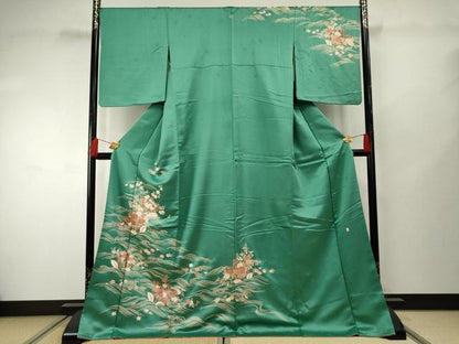 平和屋着物●十日町老舗ブランド　吉澤友禅　吾妻徳穂　訪問着　立波花文　金彩　ロング丈　正絹　逸品　AABF4248cs