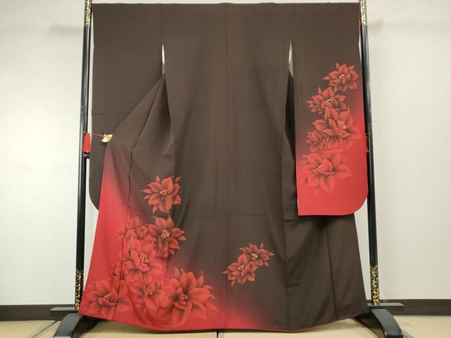 平和屋着物●豪華振袖 舞花文 暈し染め 金彩 京都きもの友禅扱い 正絹 逸品 AABF4249cs