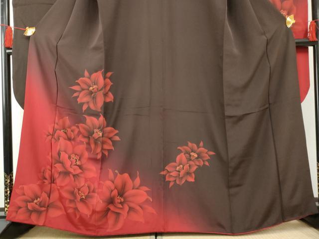 平和屋着物●豪華振袖 舞花文 暈し染め 金彩 京都きもの友禅扱い 正絹 逸品 AABF4249cs