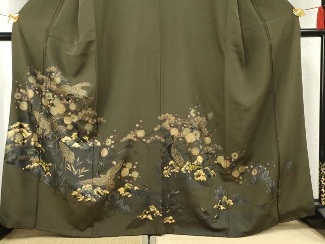 平和屋着物●色留訪問着 群れ鶴枝花文 金銀彩 正絹 逸品 AABF4253cs