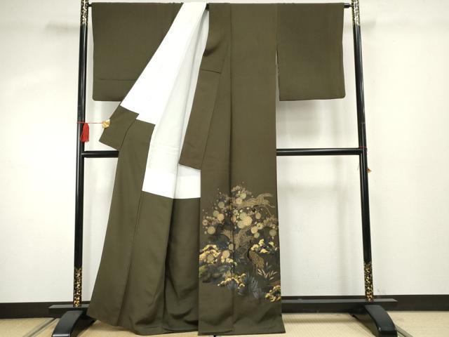 平和屋着物●色留訪問着 群れ鶴枝花文 金銀彩 正絹 逸品 AABF4253cs