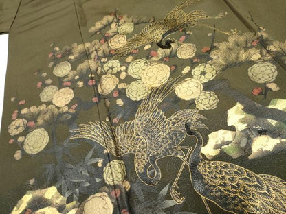 平和屋着物●色留訪問着 群れ鶴枝花文 金銀彩 正絹 逸品 AABF4253cs
