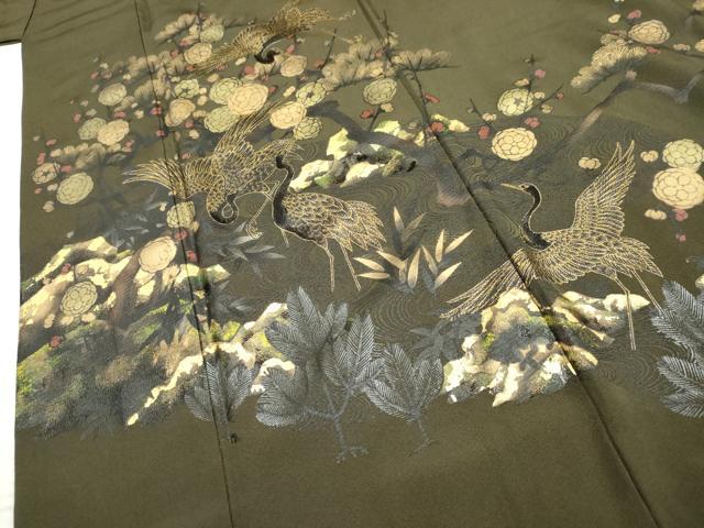 平和屋着物●色留訪問着 群れ鶴枝花文 金銀彩 正絹 逸品 AABF4253cs