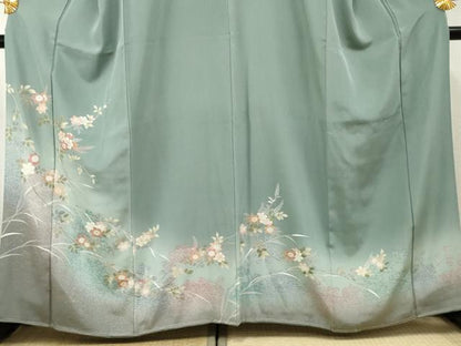 平和屋着物●訪問着 友禅 枝花文 暈し染め 金銀彩 正絹 逸品 未使用 AABF4255cs