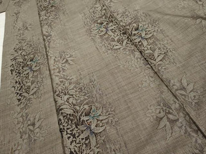 平和屋着物●本場大島紬 泥染め カタス9マルキ 枝花文 正絹 逸品 AABF4256cs