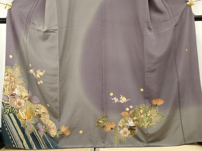 平和屋着物●訪問着 泰常 駒刺繍 草花文 暈し染め 正絹 逸品 AABF4257cs