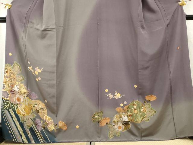 平和屋着物●訪問着 泰常 駒刺繍 草花文 暈し染め 正絹 逸品 AABF4257cs