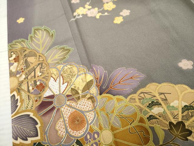 平和屋着物●訪問着 泰常 駒刺繍 草花文 暈し染め 正絹 逸品 AABF4257cs