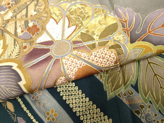 平和屋着物●訪問着 泰常 駒刺繍 草花文 暈し染め 正絹 逸品 AABF4257cs