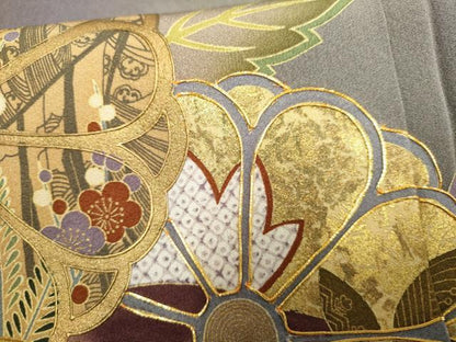 平和屋着物●訪問着 泰常 駒刺繍 草花文 暈し染め 正絹 逸品 AABF4257cs