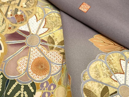 平和屋着物●訪問着 泰常 駒刺繍 草花文 暈し染め 正絹 逸品 AABF4257cs