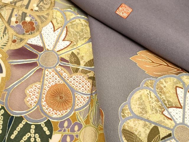 平和屋着物●訪問着 泰常 駒刺繍 草花文 暈し染め 正絹 逸品 AABF4257cs