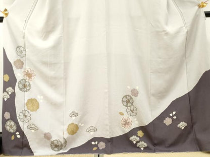 平和屋着物●訪問着 駒刺繍 絞り 舞花文 金彩 正絹 逸品 AABF4258cs