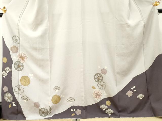 平和屋着物●訪問着 駒刺繍 絞り 舞花文 金彩 正絹 逸品 AABF4258cs