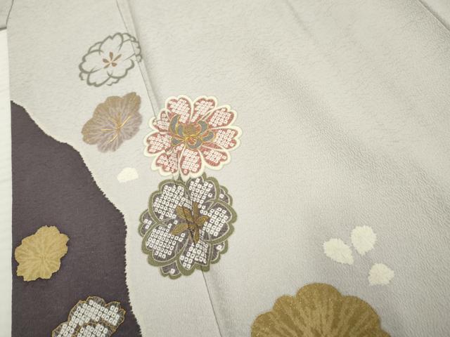 平和屋着物●訪問着 駒刺繍 絞り 舞花文 金彩 正絹 逸品 AABF4258cs