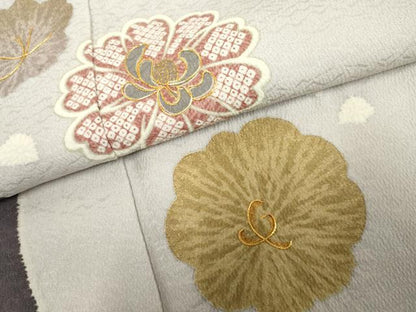 平和屋着物●訪問着 駒刺繍 絞り 舞花文 金彩 正絹 逸品 AABF4258cs