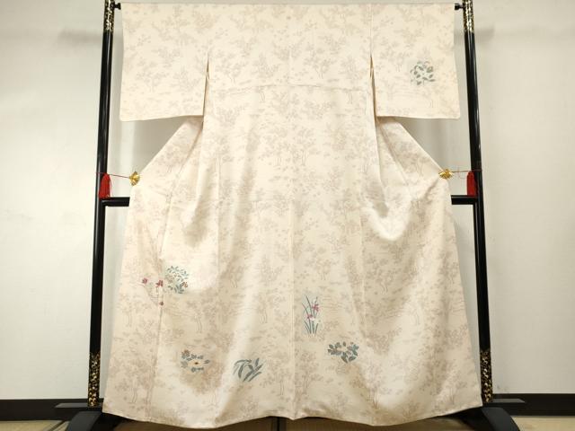 平和屋着物●訪問着 友禅 刺繍 草花文 正絹 逸品 AABF4261cs