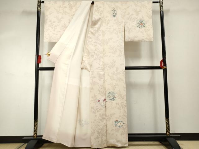 平和屋着物●訪問着 友禅 刺繍 草花文 正絹 逸品 AABF4261cs