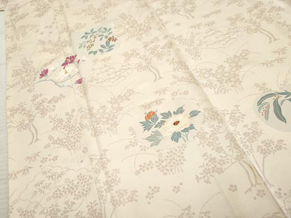 平和屋着物●訪問着 友禅 刺繍 草花文 正絹 逸品 AABF4261cs