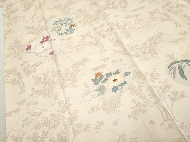 平和屋着物●訪問着 友禅 刺繍 草花文 正絹 逸品 AABF4261cs