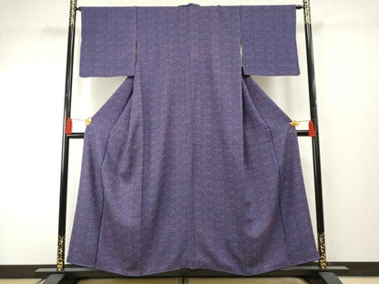 平和屋着物●江戸小紋　みの亀　鶴　花唐草文　正絹　逸品　AABF4263cs