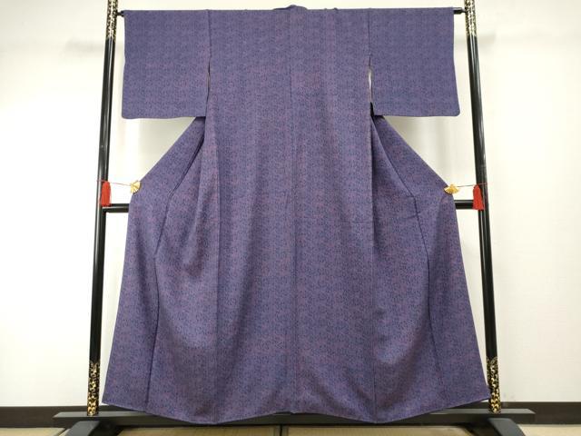 平和屋着物●江戸小紋　みの亀　鶴　花唐草文　正絹　逸品　AABF4263cs