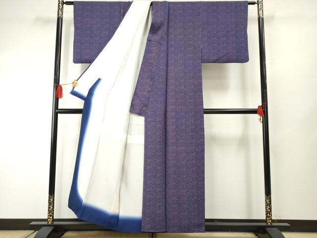 平和屋着物●江戸小紋　みの亀　鶴　花唐草文　正絹　逸品　AABF4263cs