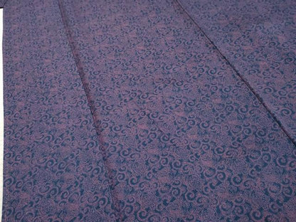 平和屋着物●江戸小紋　みの亀　鶴　花唐草文　正絹　逸品　AABF4263cs