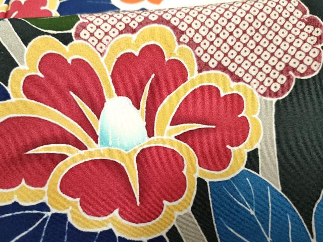 平和屋着物●豪華振袖 友禅 枝花文 暈し染め 正絹 逸品 AABF4264cs