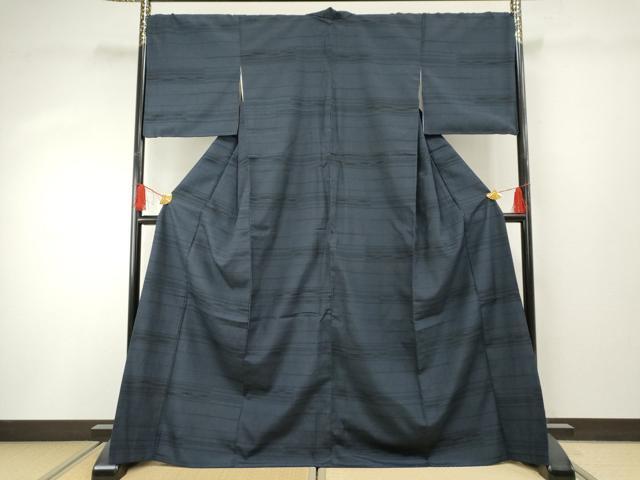 平和屋着物●本塩沢 110亀甲 横段文 正絹 逸品 AABF4265cs