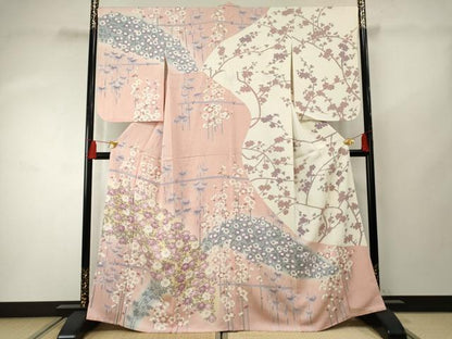 平和屋着物●訪問着 友禅 作家物 克尚 笹竹花文 暈し染め 正絹 逸品 AABF4267cs