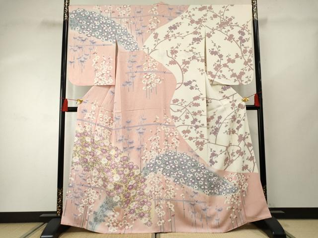 平和屋着物●訪問着 友禅 作家物 克尚 笹竹花文 暈し染め 正絹 逸品 AABF4267cs