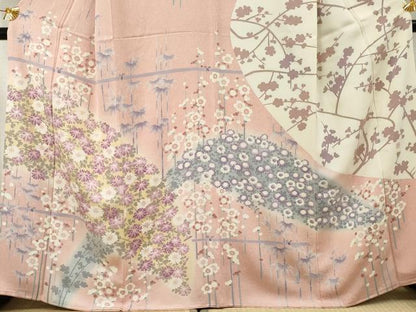 平和屋着物●訪問着 友禅 作家物 克尚 笹竹花文 暈し染め 正絹 逸品 AABF4267cs