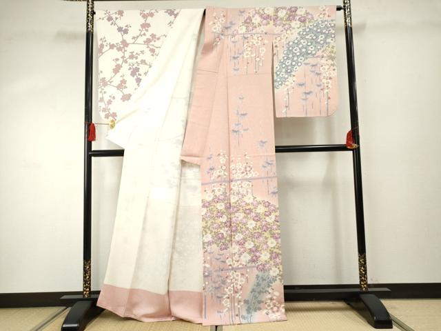 平和屋着物●訪問着 友禅 作家物 克尚 笹竹花文 暈し染め 正絹 逸品 AABF4267cs
