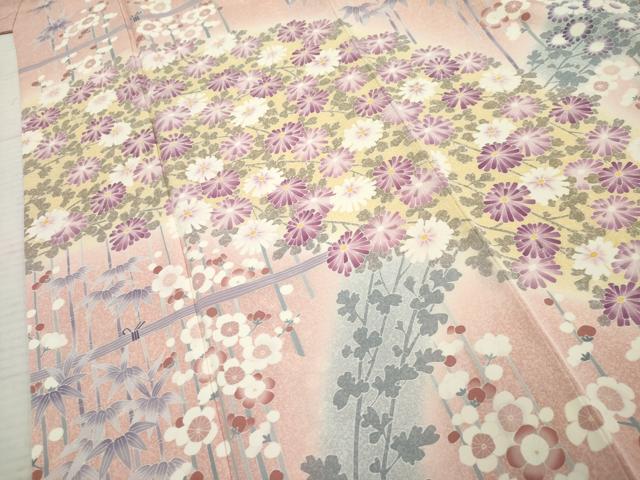 平和屋着物●訪問着 友禅 作家物 克尚 笹竹花文 暈し染め 正絹 逸品 AABF4267cs