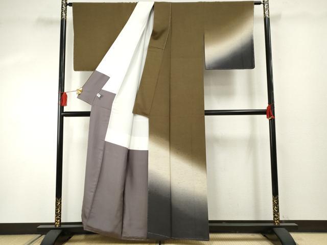 平和屋着物●訪問着 霞文 お召ちりめん 正絹 逸品 未使用 AABF4269cs