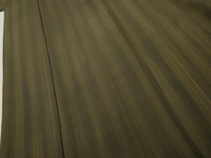 平和屋着物●小堀三千尋 小紋 緑茶染 霞縞 正絹 逸品 AABF4273cs