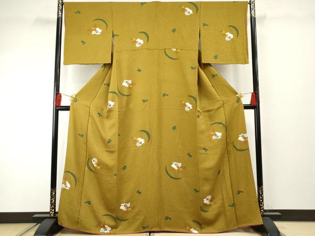 平和屋着物●上質な小紋 兎 うさぎ 成り物 正絹 逸品 AABF4274cs