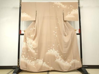 平和屋着物●訪問着 友禅 駒刺繍 蔦の葉花文 暈し染め 金彩 正絹 逸品 AABF4275cs