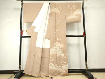 平和屋着物●訪問着 友禅 駒刺繍 蔦の葉花文 暈し染め 金彩 正絹 逸品 AABF4275cs