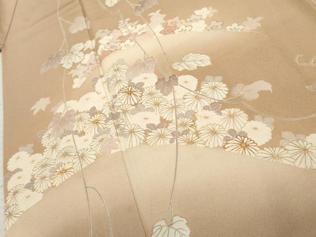 平和屋着物●訪問着 友禅 駒刺繍 蔦の葉花文 暈し染め 金彩 正絹 逸品 AABF4275cs
