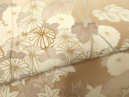 平和屋着物●訪問着 友禅 駒刺繍 蔦の葉花文 暈し染め 金彩 正絹 逸品 AABF4275cs