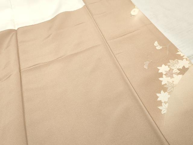 平和屋着物●訪問着 友禅 駒刺繍 蔦の葉花文 暈し染め 金彩 正絹 逸品 AABF4275cs