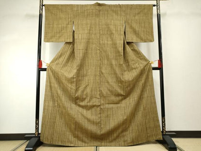 平和屋着物●上質な紬 縞 正絹 逸品 AABF4278cs