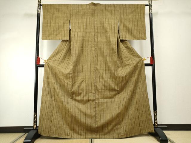 平和屋着物●上質な紬 縞 正絹 逸品 AABF4278cs